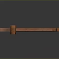 Medieval Style Wooden Arrow Shaped Weapon With Cracked Texture And Orange Finish