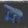 Vintage Historical Cannon Antique Military Weapon with Wooden Carriage and Metal Barrel