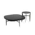 Round Black Coffee Table With Stylish Metal Legs And Modern Design 3d model