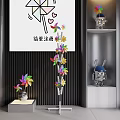 Colorful Simple Coloring Decor With Pinwheels Flowers And Robot Rabbit Ornament