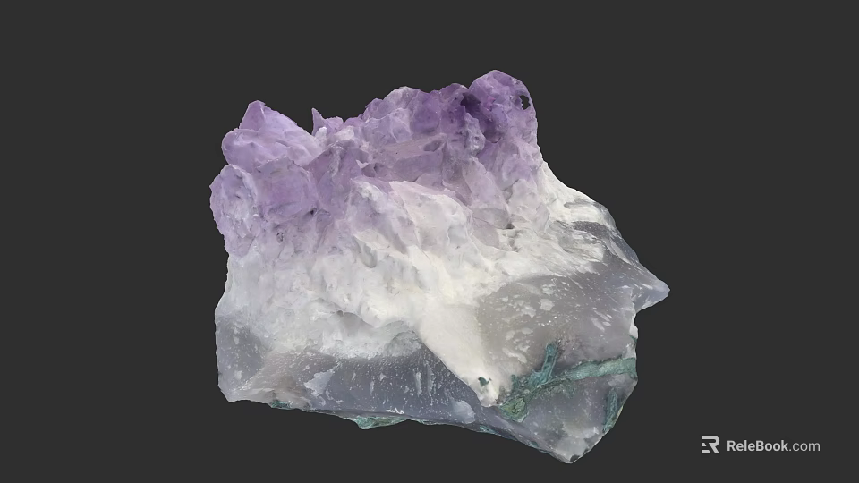 Natural Purple and White Amethyst Crystal Cluster Raw Gemstone Jewelry 3d model 