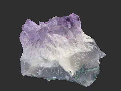 Natural Purple and White Amethyst Crystal Cluster Raw Gemstone Jewelry 3d model