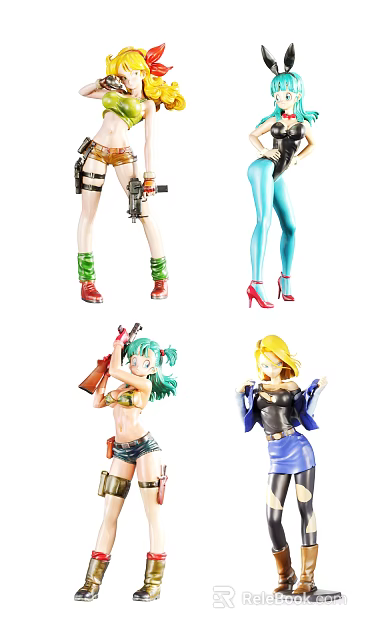 Game Movie Character Action Figures With Colorful Outfits Weapons And Detailed Designs 3d model 