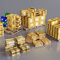 Industrial Equipment Wooden Crates Stacked On Pallets For Storage And Shipping