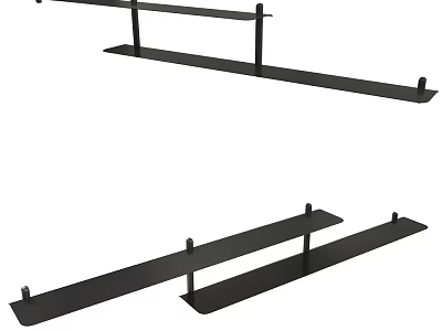 Black Modern Wall Mounted Storage Shelving Unit With Floating Design 3d model