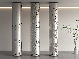 Perforated Pillar Hollow Cylinder Stainless Steel Pillar Technology Decorative Pillar Gradient Perforated Pillar 3d model