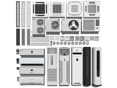 Assorted Air Conditioners And Fans Including Wall Mounted Floor Standing And Portable Designs 3d model