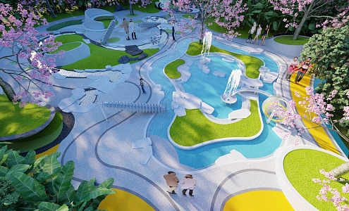 Modern Amusement Park Children's Paddling Pool Paddling Device Children's Paddling Equipment 3d model