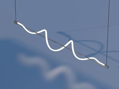 Modern Wave Shaped LED Chandelier With Sleek Design Hanging On Blue Background 3d model