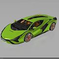 Green Luxury Sports Car with Modern Aerodynamic Design Orange Interior Copper Wheels and Glossy Reflection