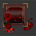 Elegant Red Decorative Box With Golden Ornate Trim And Fresh Roses Scattered Petals
