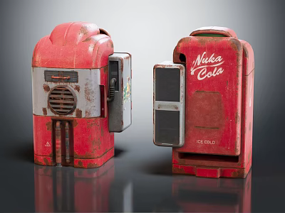 Vintage Red Refrigerator Freezer Featuring Maka Cola Logo and Retro Design Details 3d model