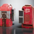 Vintage Red Refrigerator Freezer Featuring Maka Cola Logo and Retro Design Details