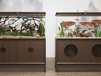 New Chinese Fish Tank Fish Tank Side Cabinet Decorative Cabinet 3d model