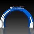 Modern Blue and White Striped Archway with Promotes New Concept of Life Text