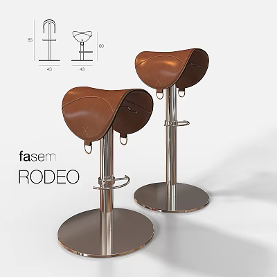 Brown Leather Saddle Design Bar Stools With Metal Base For Modern Kitchen Counter Seating 3d model