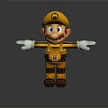 Yellow Hat M Logo Cartoon Character With Outstretched Arms In Yellow Brown Outfit