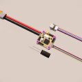 Electronic Circuit Board with Purple Mounting Holes Various Colored Wires Connector and Black Probe