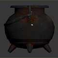 Metal Cauldron With Green Liquid Inside Two Handles And Three Legs