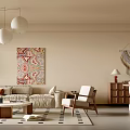 Quiet Restaurant Sofa Combination Dining Table and Chair 3d model