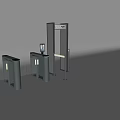 Modern Public Facilities Security Gate And Automatic Turnstile With Digital Screens 3d model