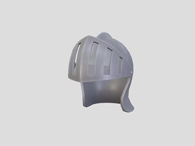 Gray Medieval Knight Helmet With Ventilation Slits And Smooth Finish For Weapon 3d model