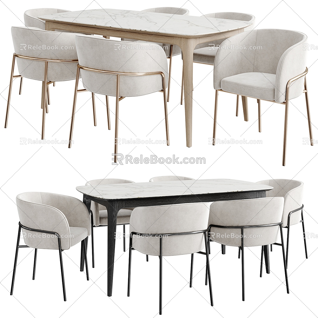 Dining table and chair combination 3d model