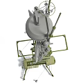 Large Green Industrial Mechanical Structure With Platform Lifting Mechanism And Human Figure For Scale