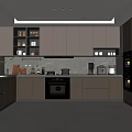 Modern Kitchen Interior With Dark Cabinets Built-in Appliances And Stone Countertop
