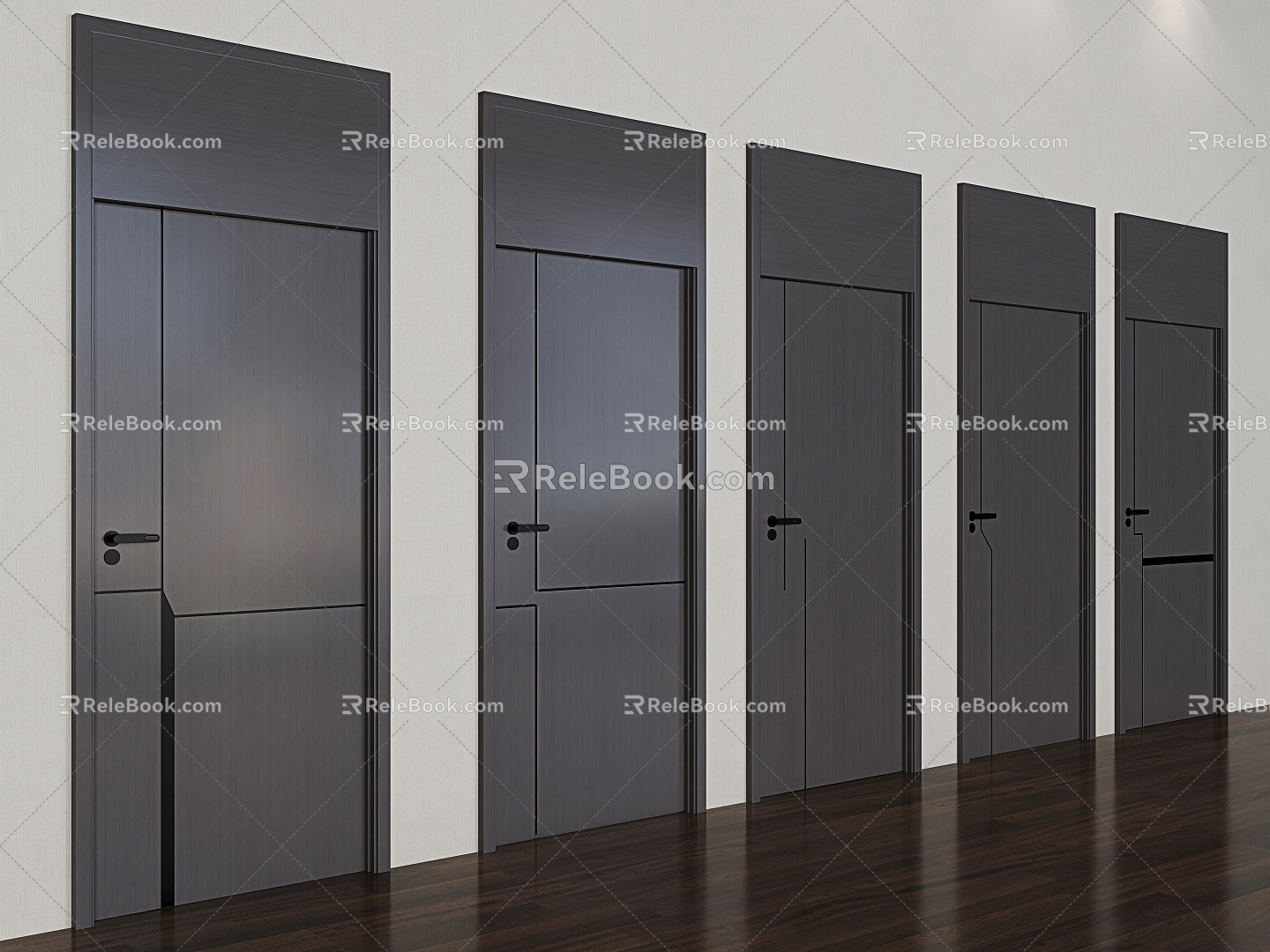 Swing door interior door single door wooden door 3d model