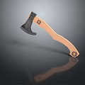 Black Head Wooden Handle Axe With Decorative Patterns As Hand Tool