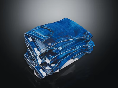 Stacked Pile Of Blue Denim Jeans For Casual Everyday Fashion Wear 3d model