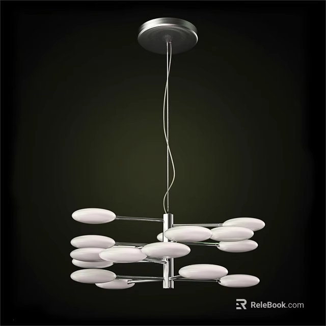 Modern Contemporary Chandelier With White Circular Shades And Sleek Metal Frame Design 3d model 
