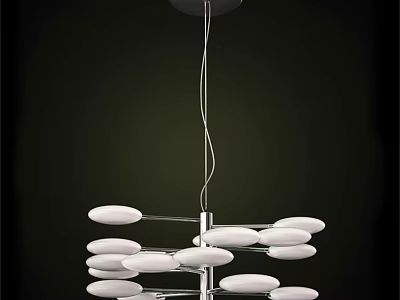 Modern Contemporary Chandelier With White Circular Shades And Sleek Metal Frame Design 3d model