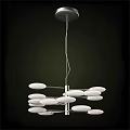 Modern Contemporary Chandelier With White Circular Shades And Sleek Metal Frame Design