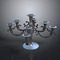 Classic Metal Candelabra With Multiple Decorative Arms And White Base 3d model