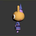 Cute Yellow Cartoon Rabbit With Pointed Star Hat Blue Outfit Big Eyes Orange Cheek Dots