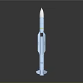 White Space Rocket With Yellow Stripe And Reflective Base For Cosmic Exploration