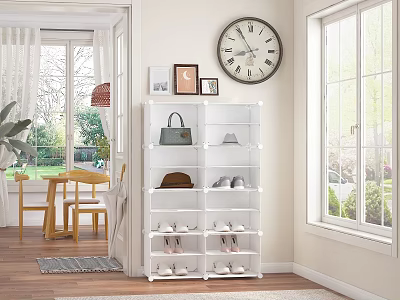 Modern White Shoe Cabinet with Storage for Shoes Bags and Hats 3d model
