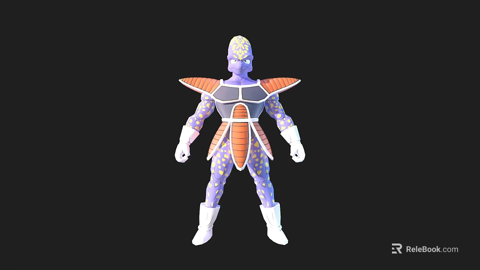 Frieza Game And Movie Character With Purple Body White Boots And Orange Armor 3d model 