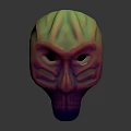 Colorful Character Creature Mask With Textured Facial Features And Vibrant Hues