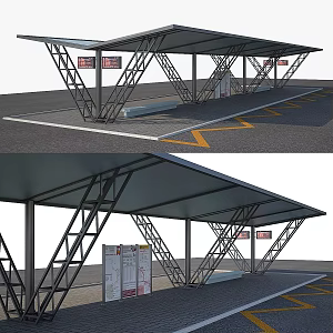 Bus station Bus stop sign Transfer station 3d model