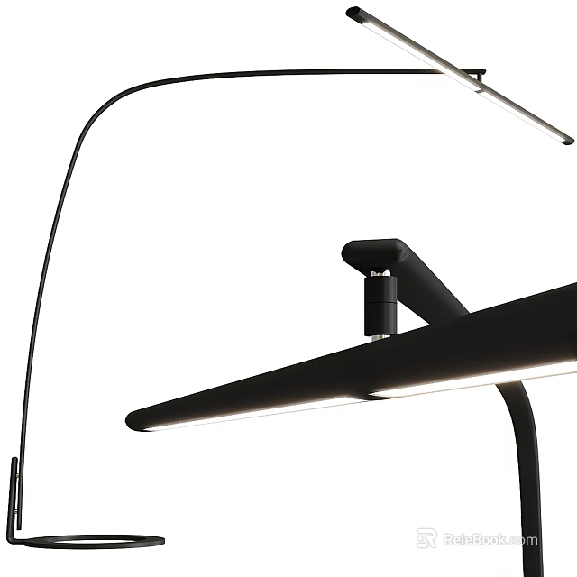 Modern Black Metal Floor Lamp With Adjustable Arm And LED Lighting For Interior Spaces 3d model 
