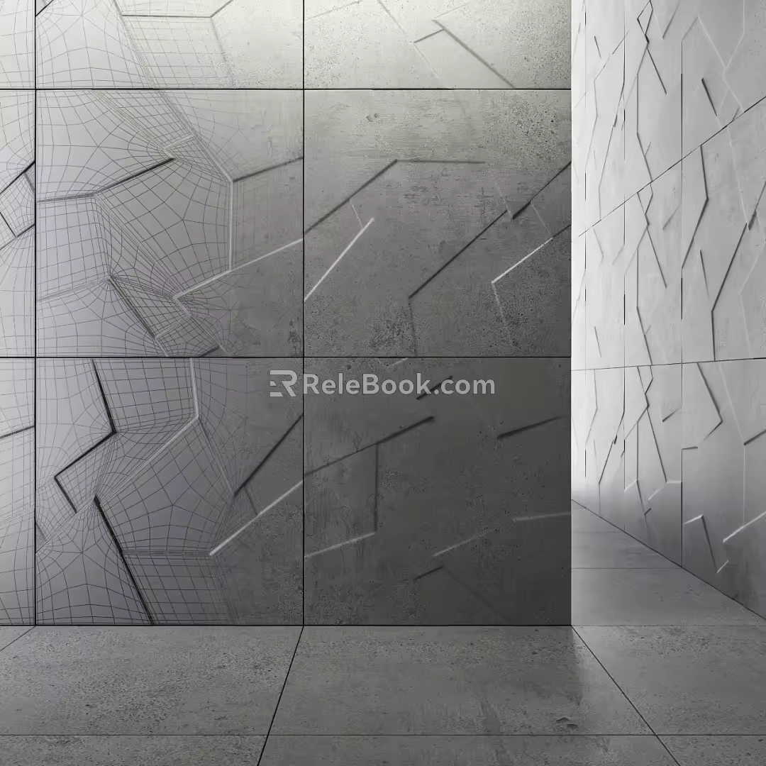 Modern wall three-dimensional wall decorative panel decorative panel 3d model
