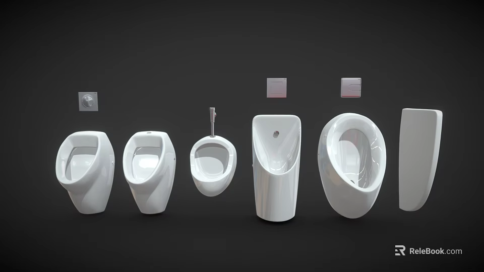 Various Modern Urinals With Sleek Contemporary Designs For Bathroom Spaces 3d model 
