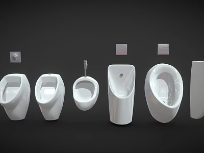 Various Modern Urinals With Sleek Contemporary Designs For Bathroom Spaces 3d model
