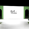 DEX Design Exhibition Stand With White Backdrop And Green Plants Pathway 3d model
