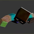 Commercial Equipment Featuring Pixel Character Holding Green Block Design