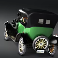Vintage Green Ford Car With Black Top And Orange Spoked Wheels