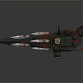 Futuristic Sci Fi Spaceship Model Showcasing Green Red Colors Streamlined Design And Mechanical Details